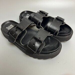 Madden NYC Sandals Womens 8 Black Lug Footbed Chunky Double Strap Shoes Y2K 90's